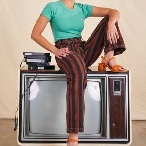 BROWN STRIPED WORK PANTS NWOT